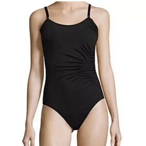 Calvin Klein Women's One Piece Swimsuit Size 8 Black Starbust Pleated